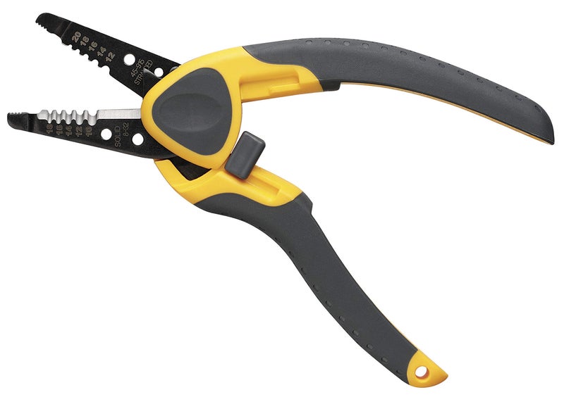 IDEAL Electrical 45-915 Kinetic Reflex T-Stripper - 10-20 AWG, Wire Stripper with Thumb Rest, Plier Nose, Slide Lock, Textured Grips - Image 1